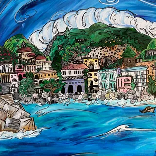 A painting of the Amalfi Coast