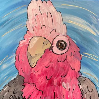 A painting of a galah named Yoshi.